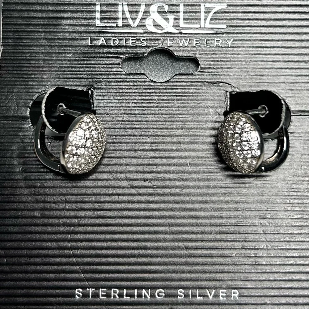 NWT Sterling Silver Pavé Crystal Button Earrings